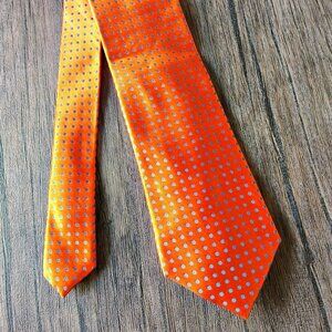 Nordstrom Orange Silk Tie with Blue Polka Dot NWOT